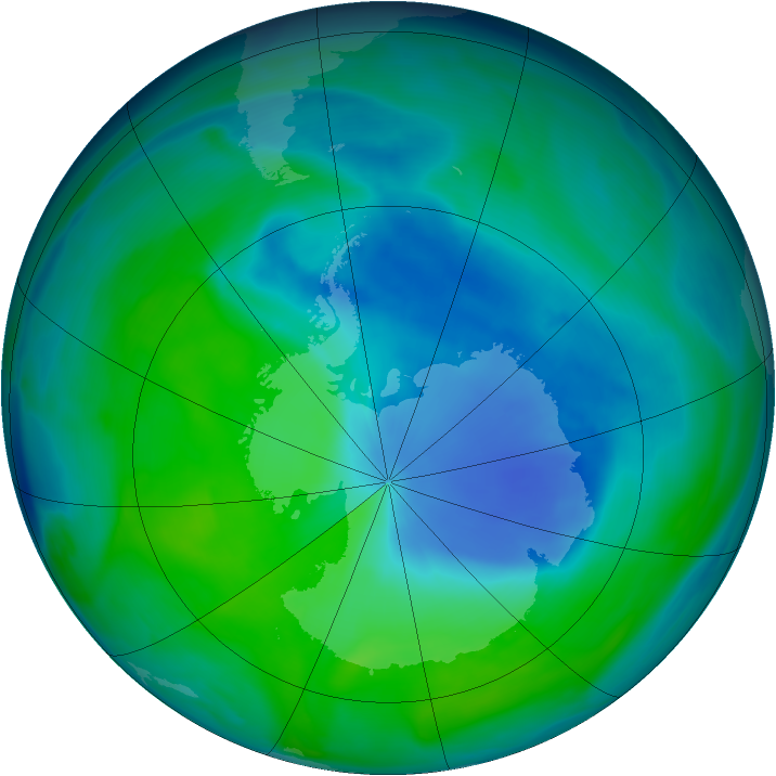 Antarctic ozone map for 11 December 2006
